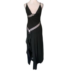 NWT Sister Party Medium Black Mesh Cutout Maxi Dress with Ruffle Detail Cocktail